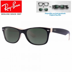 Ray-Ban New WayFarer Top Black On Beige / Crystal Green (RB2132/875)