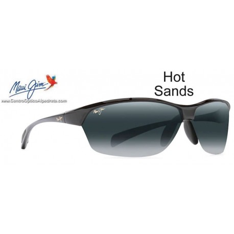 Hot Sands Negro Brillo / Gris Neutro (426-02) Gafas de sol Maui Jim Unisex para vida activa y deportes con lentes Polariz