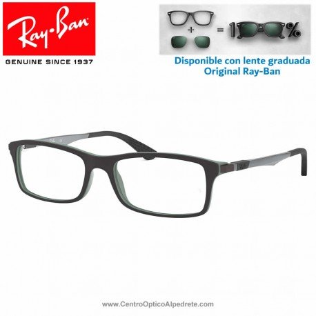 Gafas para graduado Ray-Ban Top Black On Green (RX7017-5197)