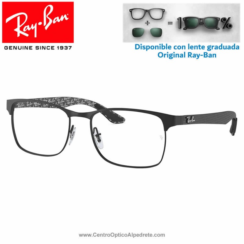 para graduado Ray-Ban Matte Black (RX8416-2503) Gafas para graduado redondo Ray-Ban en Metal Fibra de