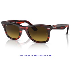Ray-Ban WayFarer Classic Striped Red / Crystal Brown Gradient (RB2140-136285)